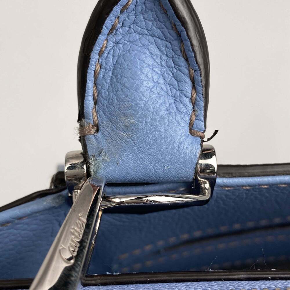 Cartier logo handbag, C de Cartier, 2-way shoulder bag, leather, blue, women's - Picture 4 of 5